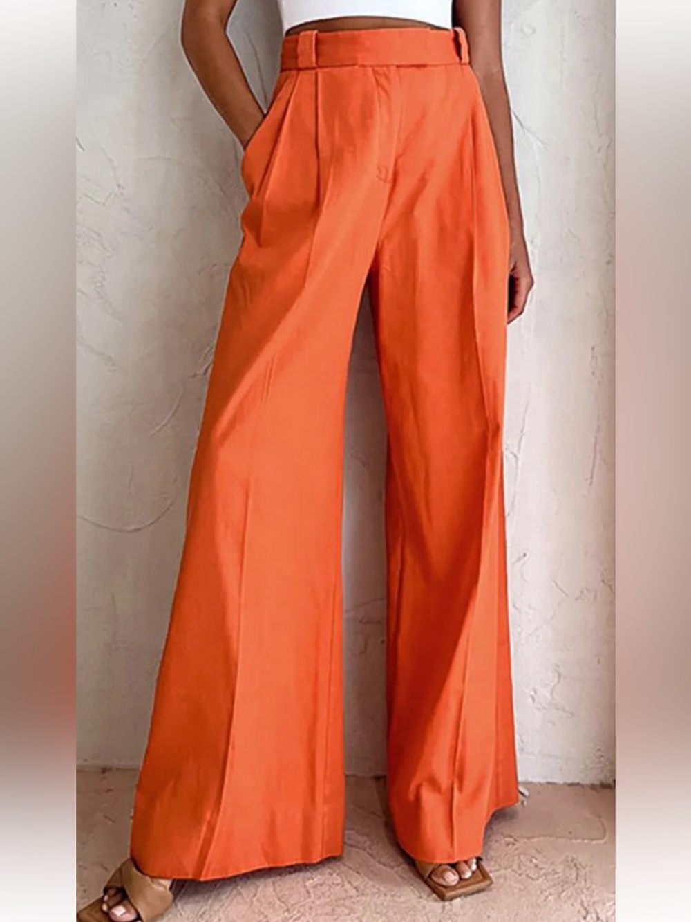 Commense Relaxed Fit Vitamin C Linen Cotton Wide Leg Pants